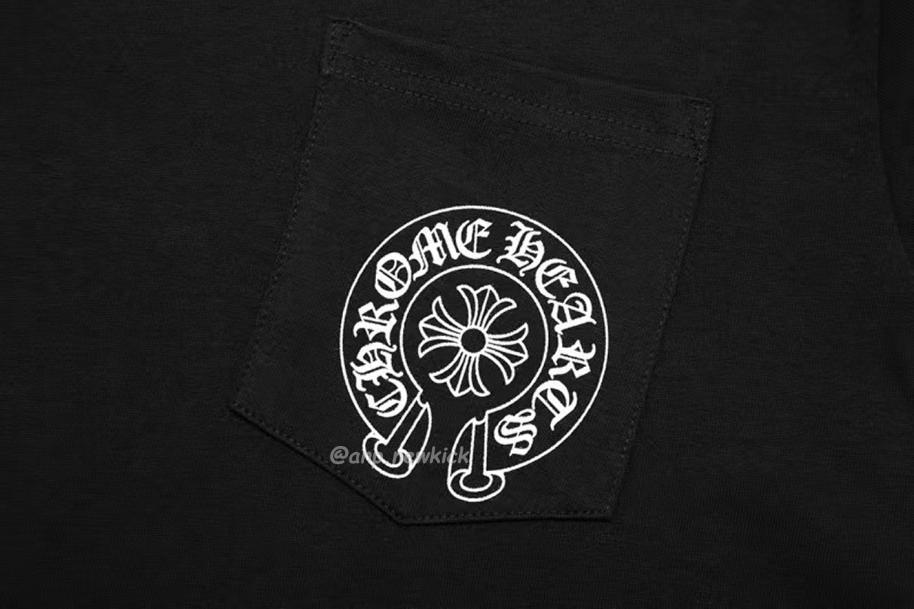 Chrome Hearts Horse Shoe Logo Pocket Black T Shirt (4) - newkick.cc